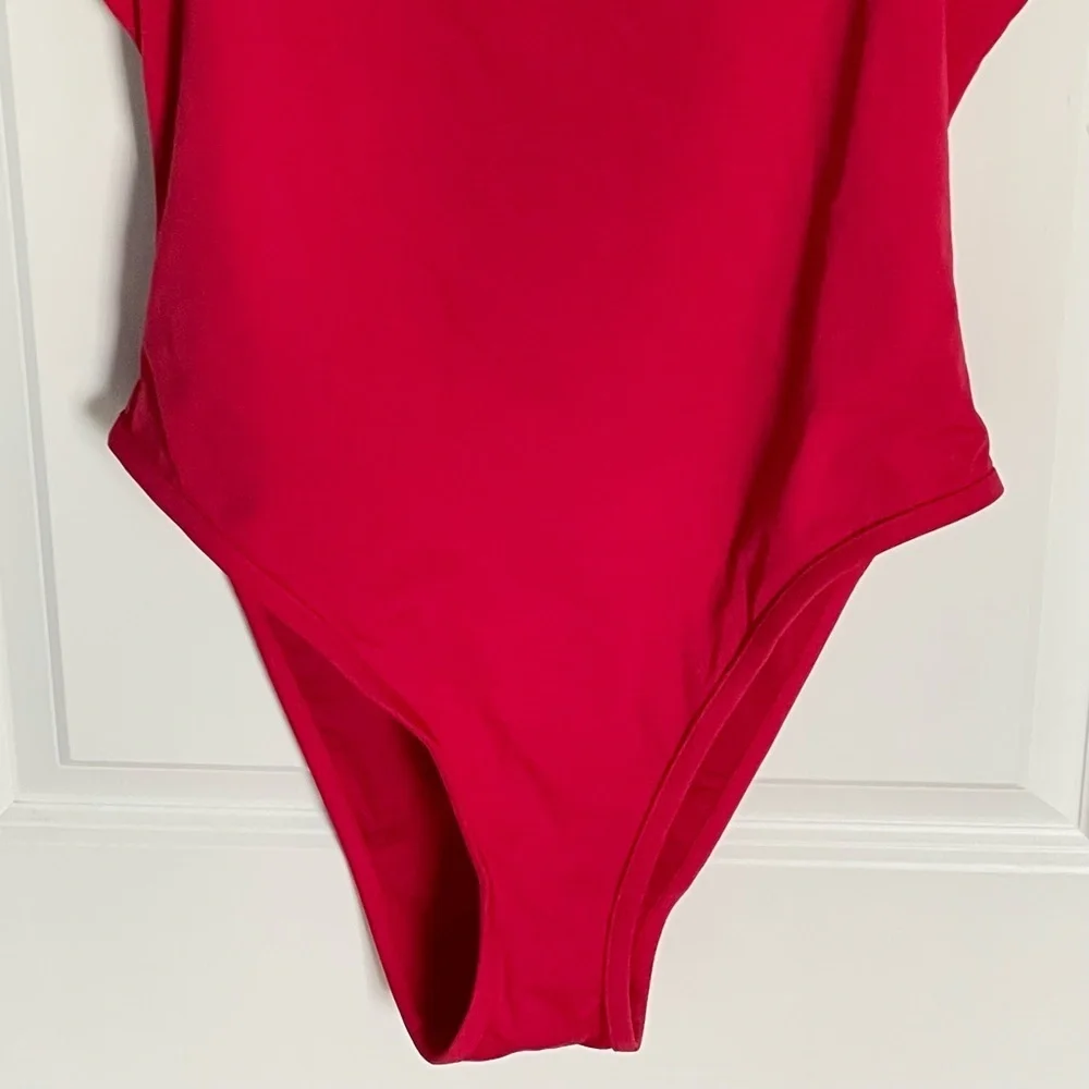 New! PINK x Frankies Bikinis Poppi One-Piece Swimsuit Merlot Red XL 47328